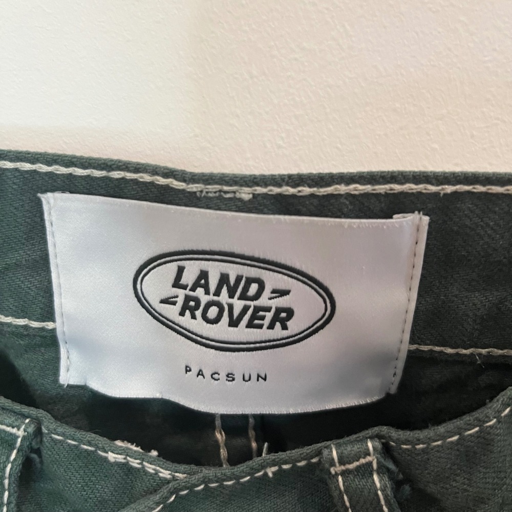 PacSun Land Rover High Waisted Straight Leg Jeans Green Contrast Stitch Size 22 - Picture 3 of 7